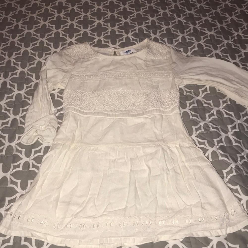 Old Navy Ivory Lace accent dress girls size small